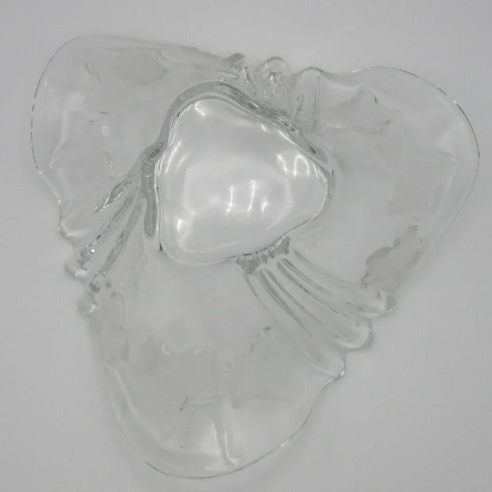 Crystal Bowl Mikasa Frosted Glass Parisian Ivy Candy Dish Leaf Germany Vintage